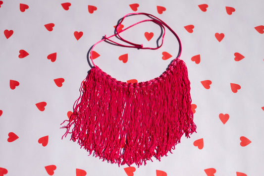Collar perro flecos rosa